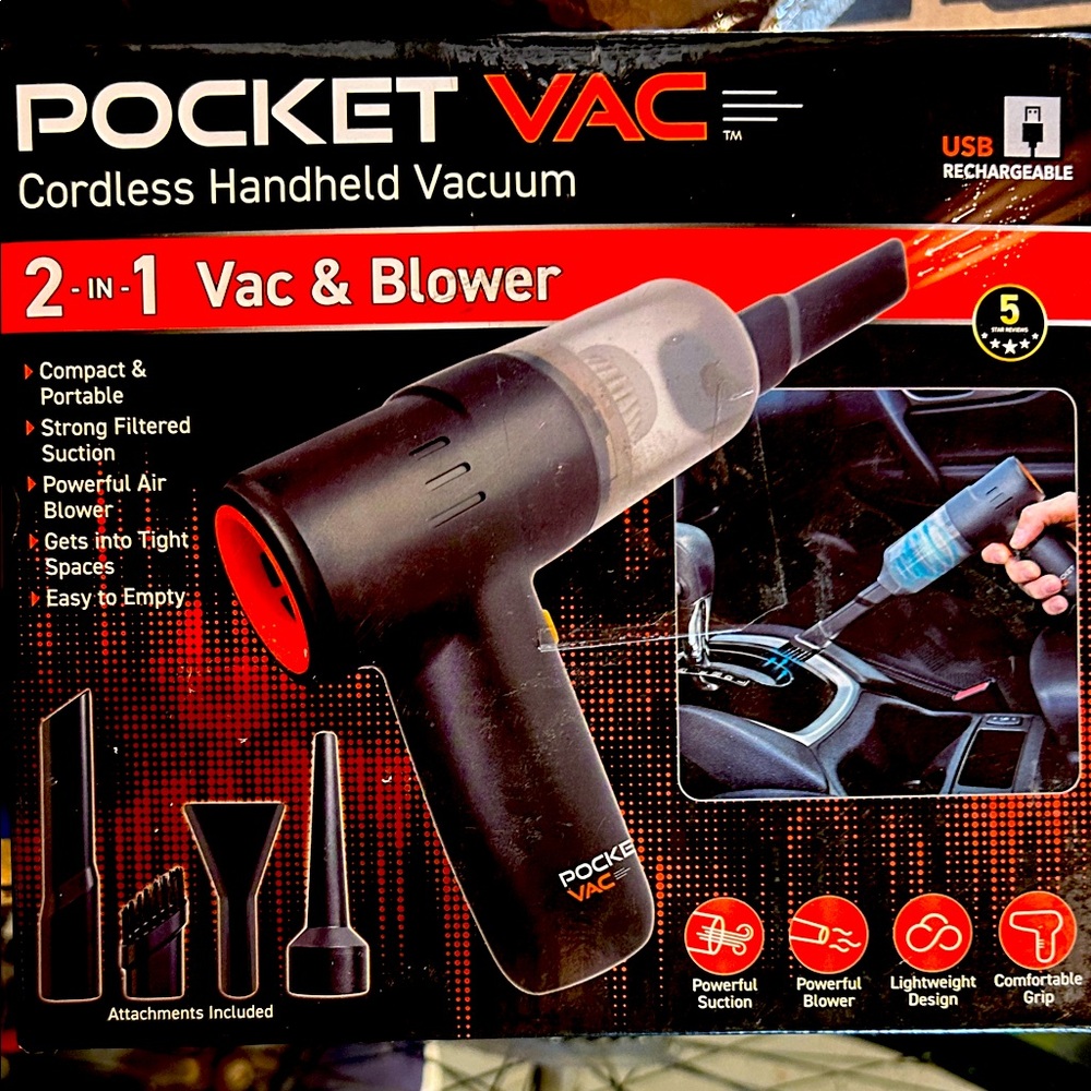 Cordless Handheld Vacuum - Black and Red
